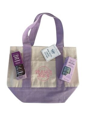 💜Trio Trader Joe’s Mini Canvas Tote Bag, Dewy Skin Serum & Retinol Night Serum